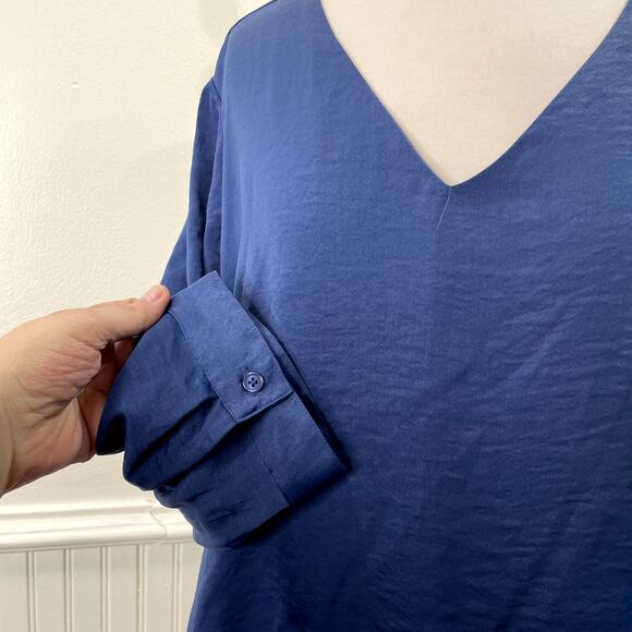 TCC - Chicos 2 L Tunic Top Split Back Flowy Lagenlook Boho Classic Spring Summer - Picture 6 of 14